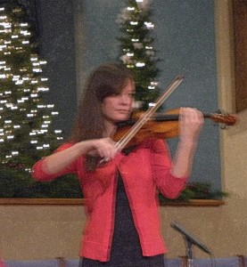 2015-11-29 Priscilla Playing the Violin at Carols Concert!