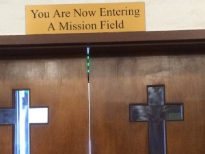 2016-2-17 Rock Presbyterian Church Sign above Doors!