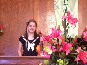 2-28-16 Ottaray Baptist Church Phebe with Flowers